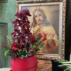 Christmas Orchid Hat Box